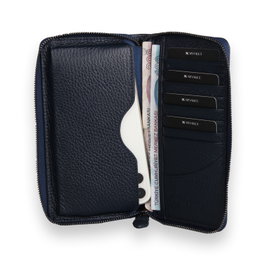 Zoozie Bags Cartera de Piel Auténtica Azul Marino